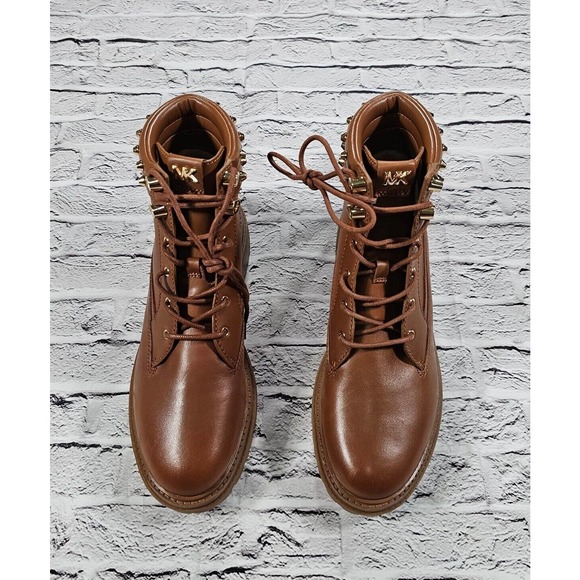 MICHAEL KORS Turner Astor Stud Brown Leather Boots WOMENS SIZE 10 - Picture 2 of 11